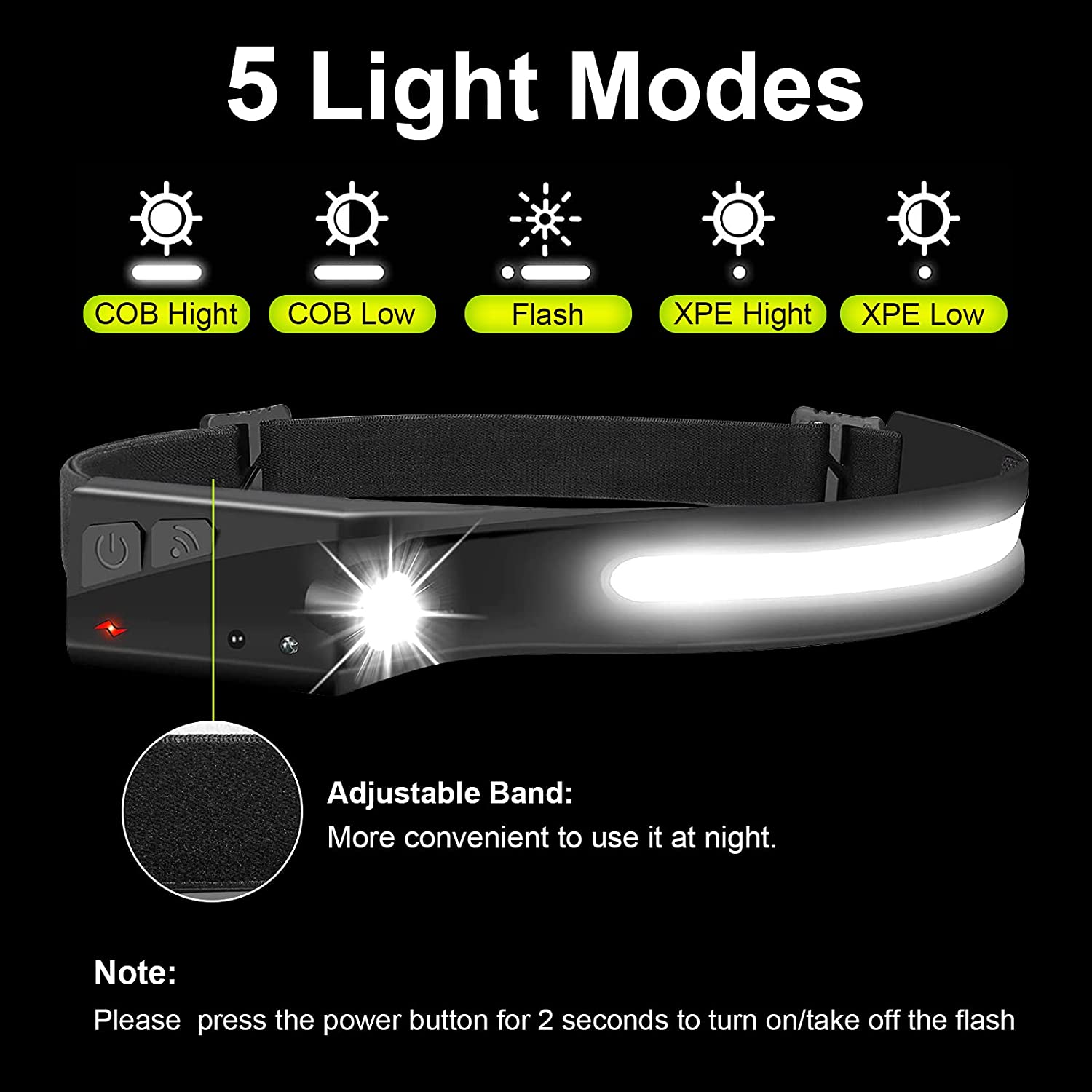 Head Light Silicone 230 Wide Beam LED Motion Sensor Cob Headlamp Flashlight USB Rechargeable Waterproof Camping headlamp