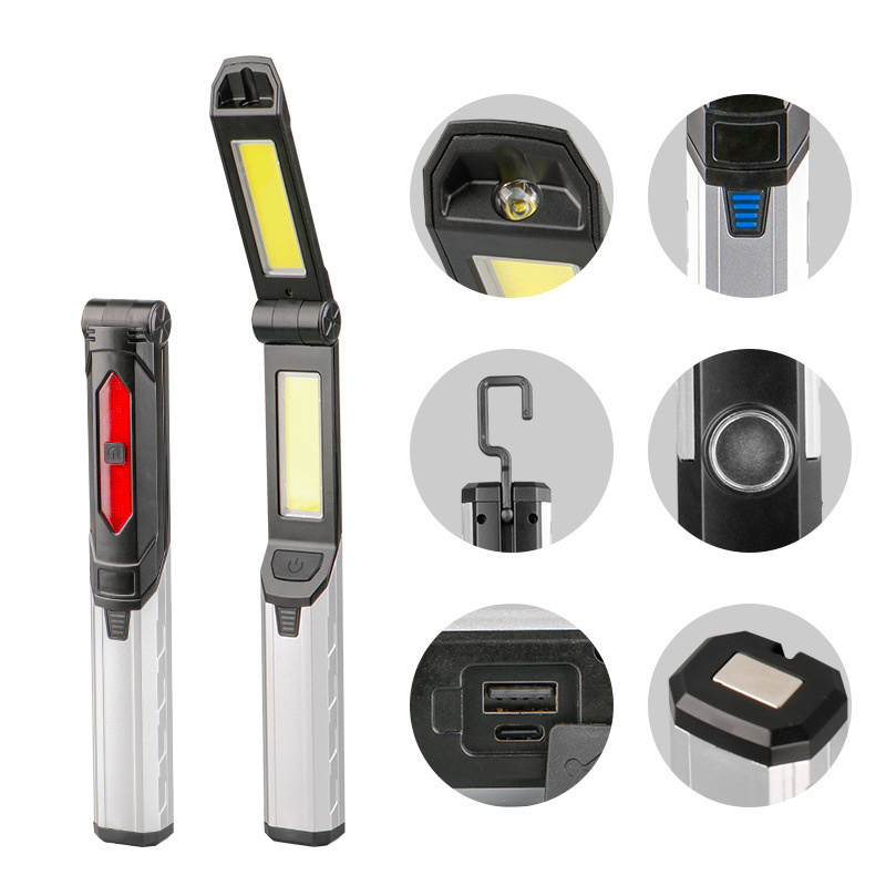 New Design USB Rechargeable 10W COB Work lamp Portable Foldable COB XPE SMD LED Work Light Magnetic Flashlight Torch