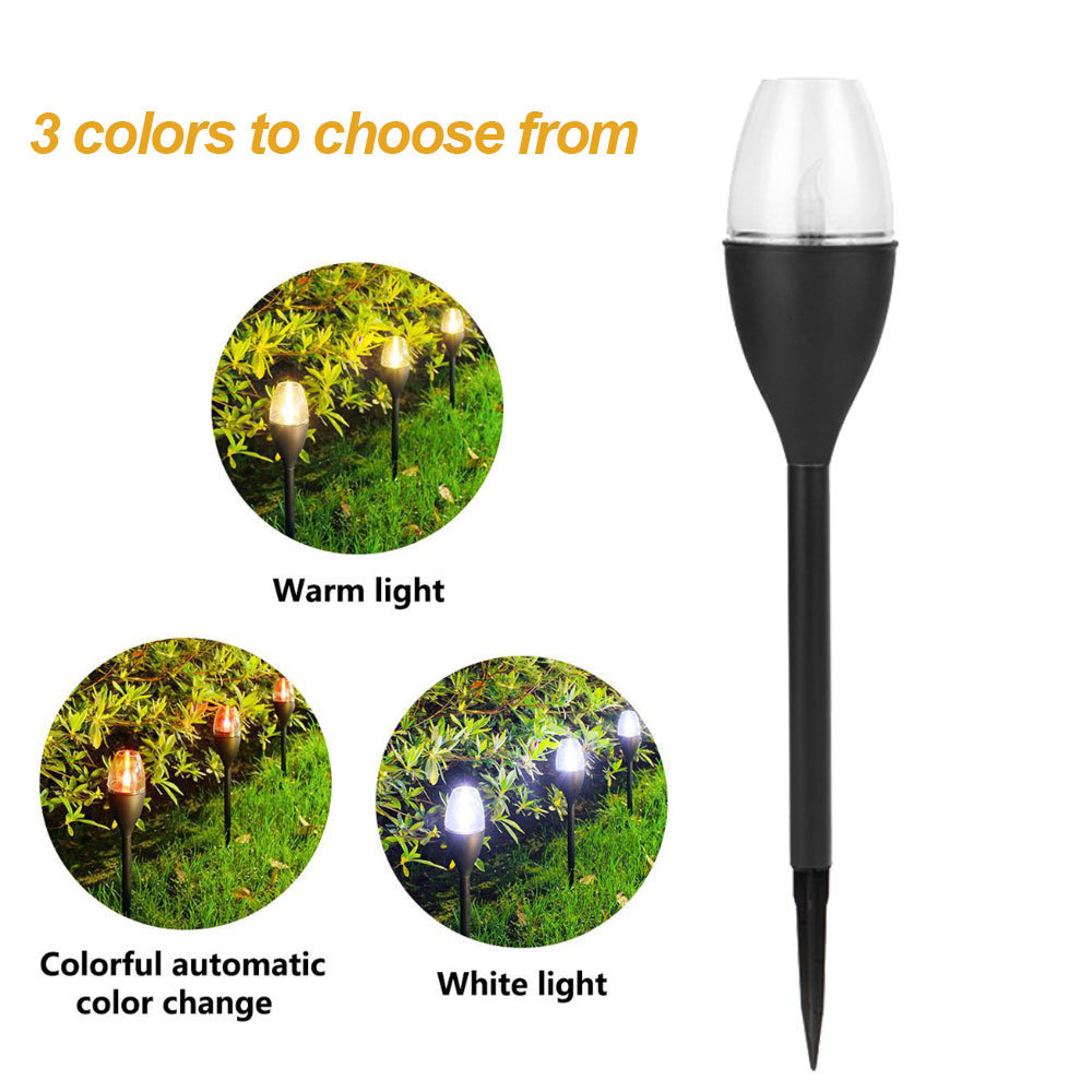 Solar Garden Flames Candle Lights Outdoor Landscape LED Torch Stake Lamp for Decoration Patio Pathway