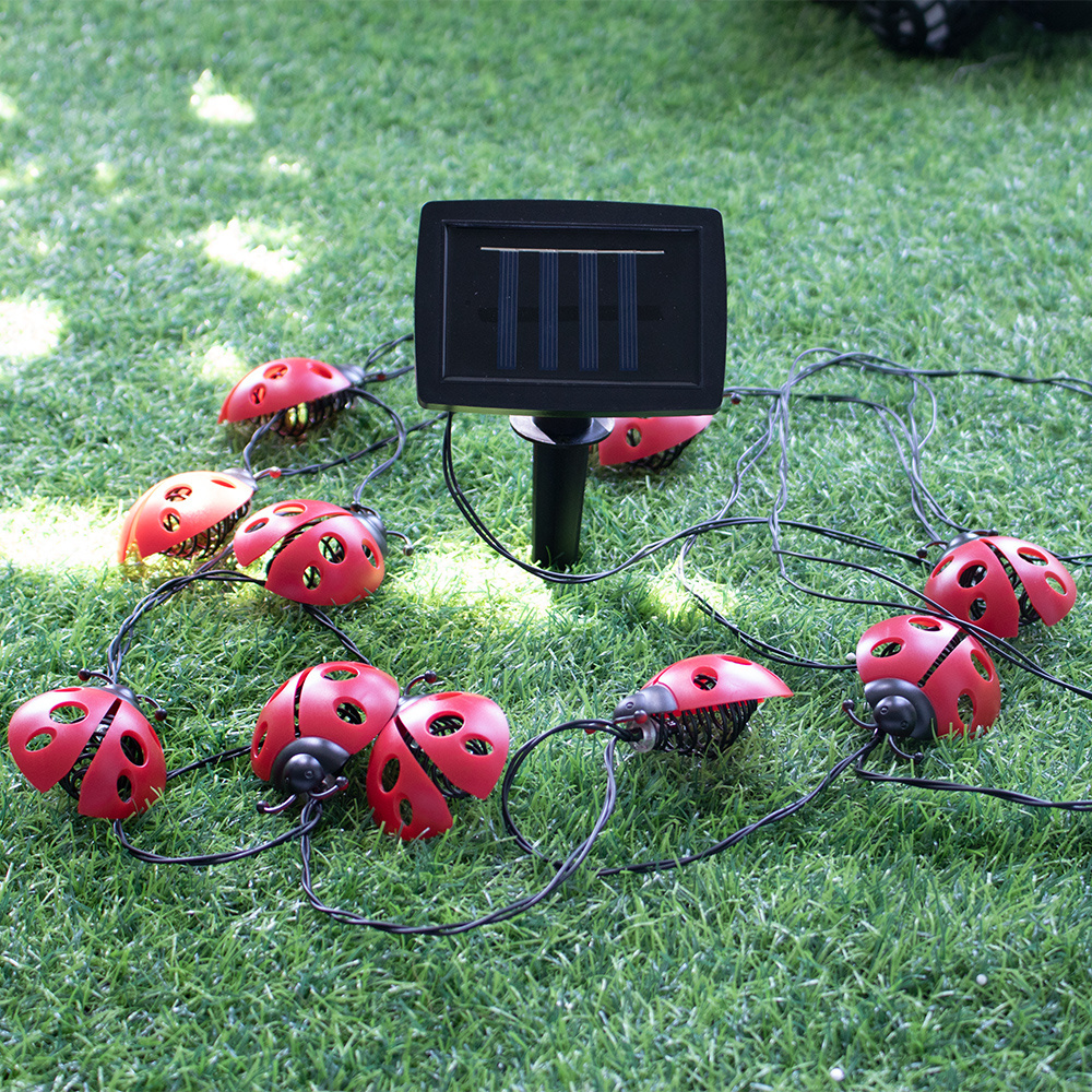 waterproof solar holiday festival garden new insect ladybug style string light decoration