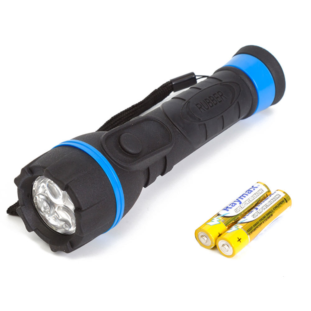 Wholesale AA battery powered rubber ultra bright torch LED plastic flashlight