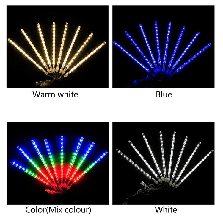 Waterproof solar rgb meteor snow shower falling rain drop christmas tree party led string storage garden lights outdoor decor