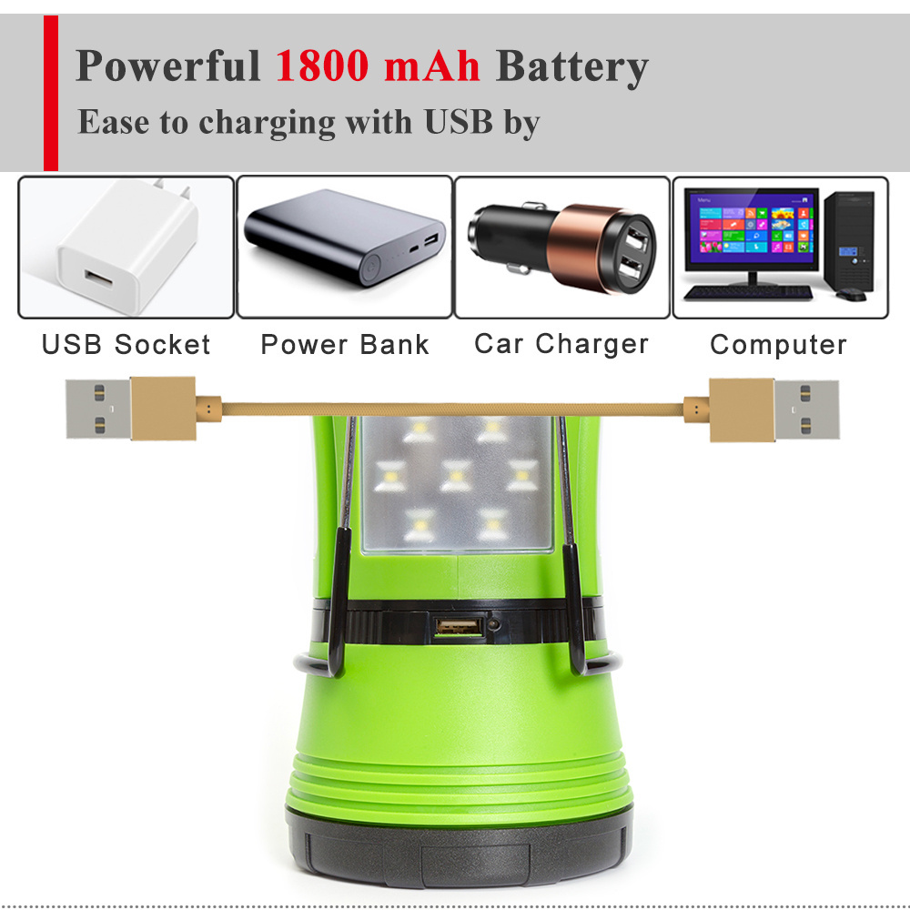 600 lumens camping lamp 18650 battery Rechargeable Camping Lantern with Detachable Portable Flashlight