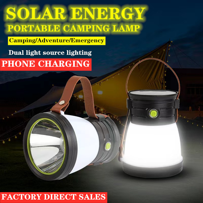 Portable Outdoor Waterproof Solar LED Camping Lantern Rechargeable Hand Emergency Light  Flashlights Hiking Tent Lamp