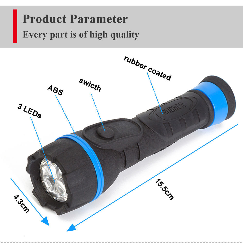 Wholesale AA battery powered rubber ultra bright torch LED plastic flashlight