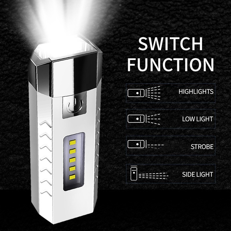 Waterproof Outdoor Mini USB Rechargeable LED COB Flashlight Light Camping Working Emergency Flashlight With Power Bank