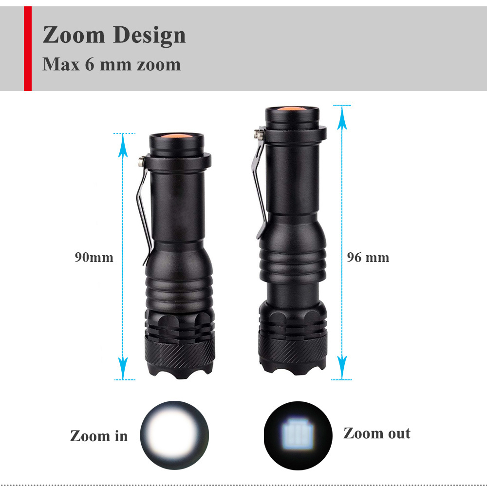 3 W aa battery powered mini zoom  led flashlight u for emergency