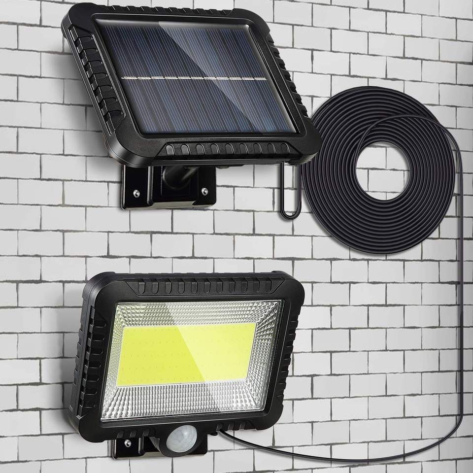 Garden Wall Light 100 Led Cob Outdoor Solar Panel Power Courtyard Ip65 Waterproof Home House Motion Sensor Pir Solar Wall Light