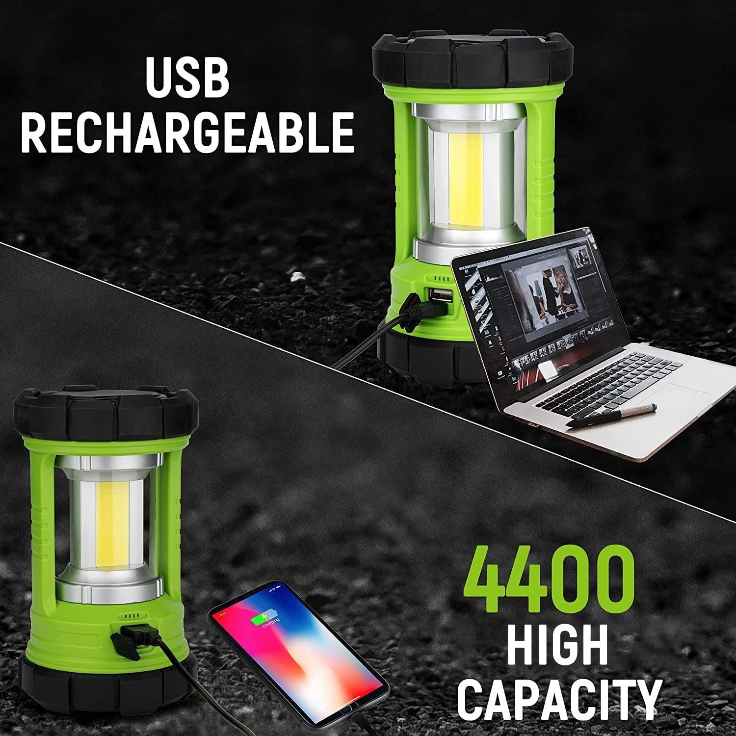 3000LM 5 Light Modes Portable Waterproof Rechargeable LED Camping Lantern Light Impact-Resistant Emergency Flashlight Lantern