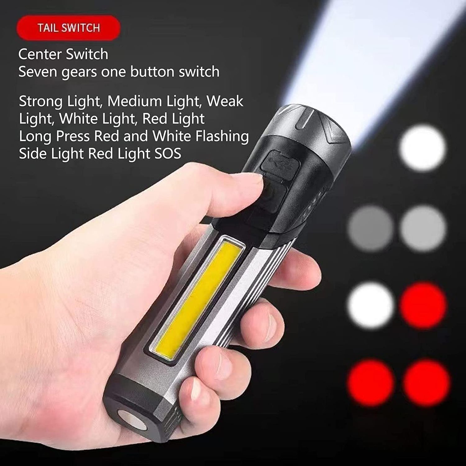 Long Range 18650 Battery Flashlight Led Torch Light Led Flashlight Powerful 90 Degree Ratating Rechargeable Flashlight Usb