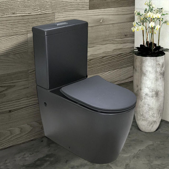 Europe Black Sanitary Ware Rimless Two Piece Toilet WC Bathroom Toilet Bowl