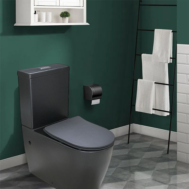 Europe Black Sanitary Ware Rimless Two Piece Toilet WC Bathroom Toilet Bowl