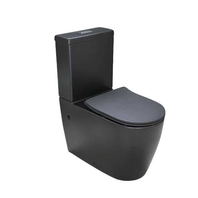 Europe Black Sanitary Ware Rimless Two Piece Toilet WC Bathroom Toilet Bowl