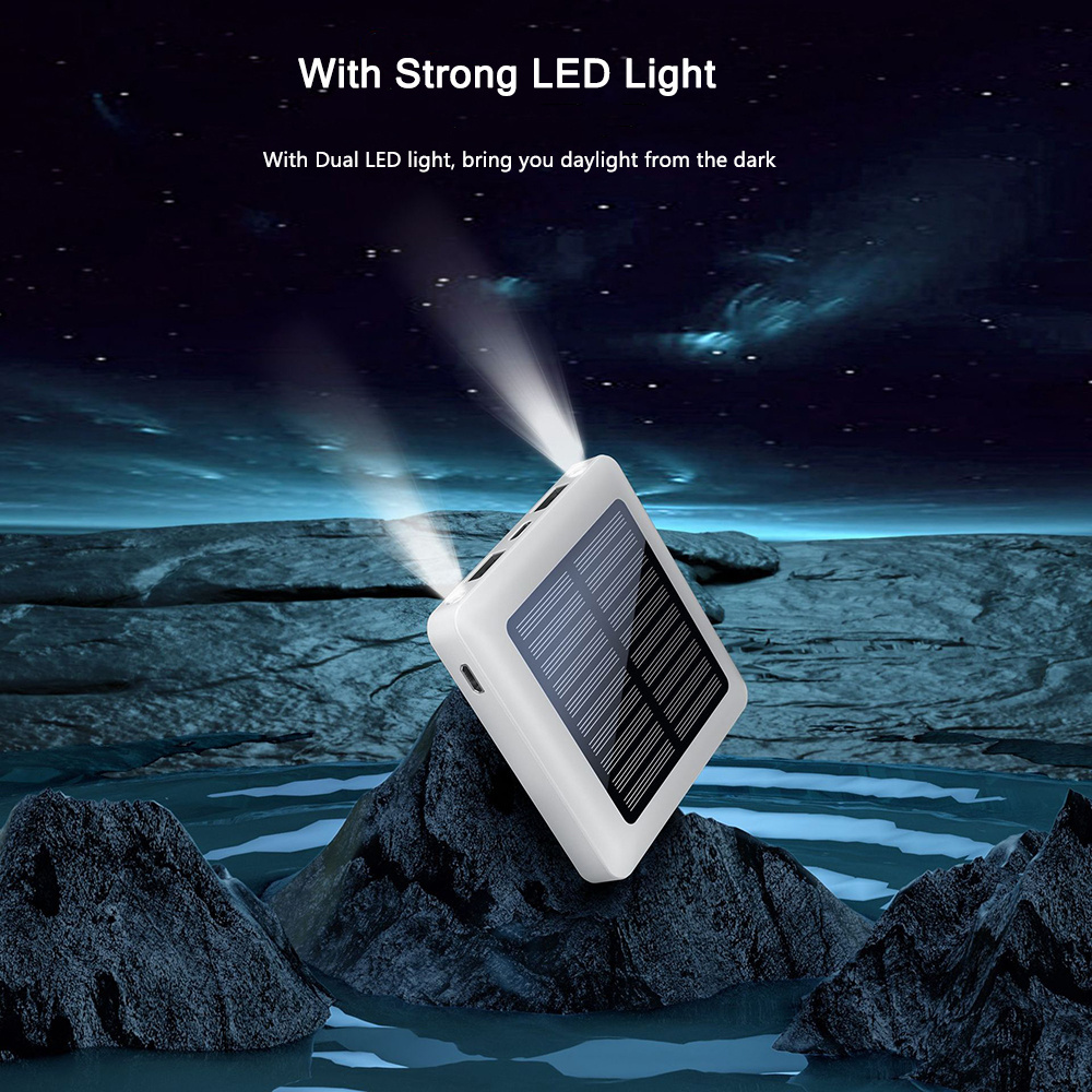 Hot Selling Products 2023 Mini Portable Mobile Solar Power Bank 5000mAh Dual USB with LED Flashlight Powerbank