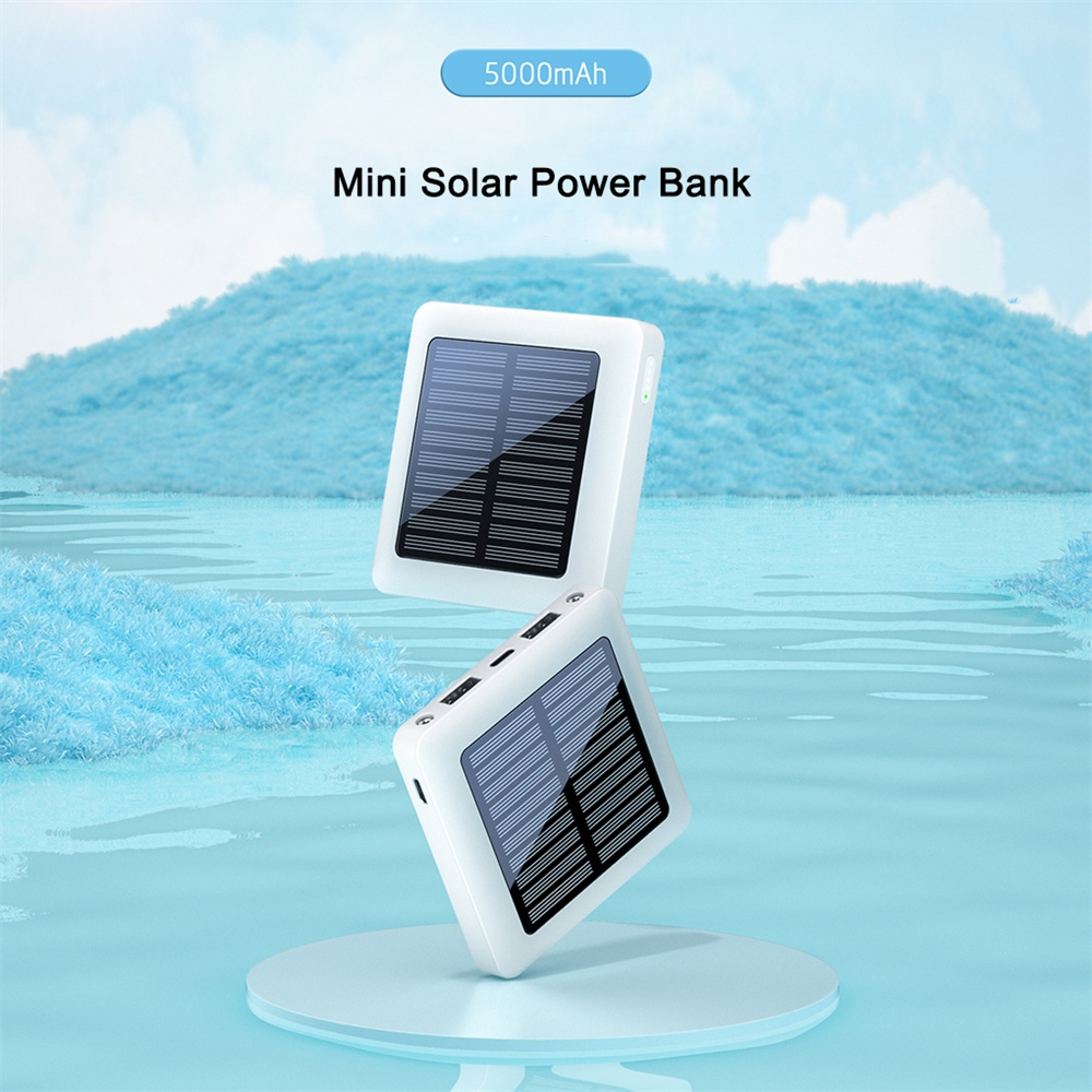 Hot Selling Products 2023 Mini Portable Mobile Solar Power Bank 5000mAh Dual USB with LED Flashlight Powerbank