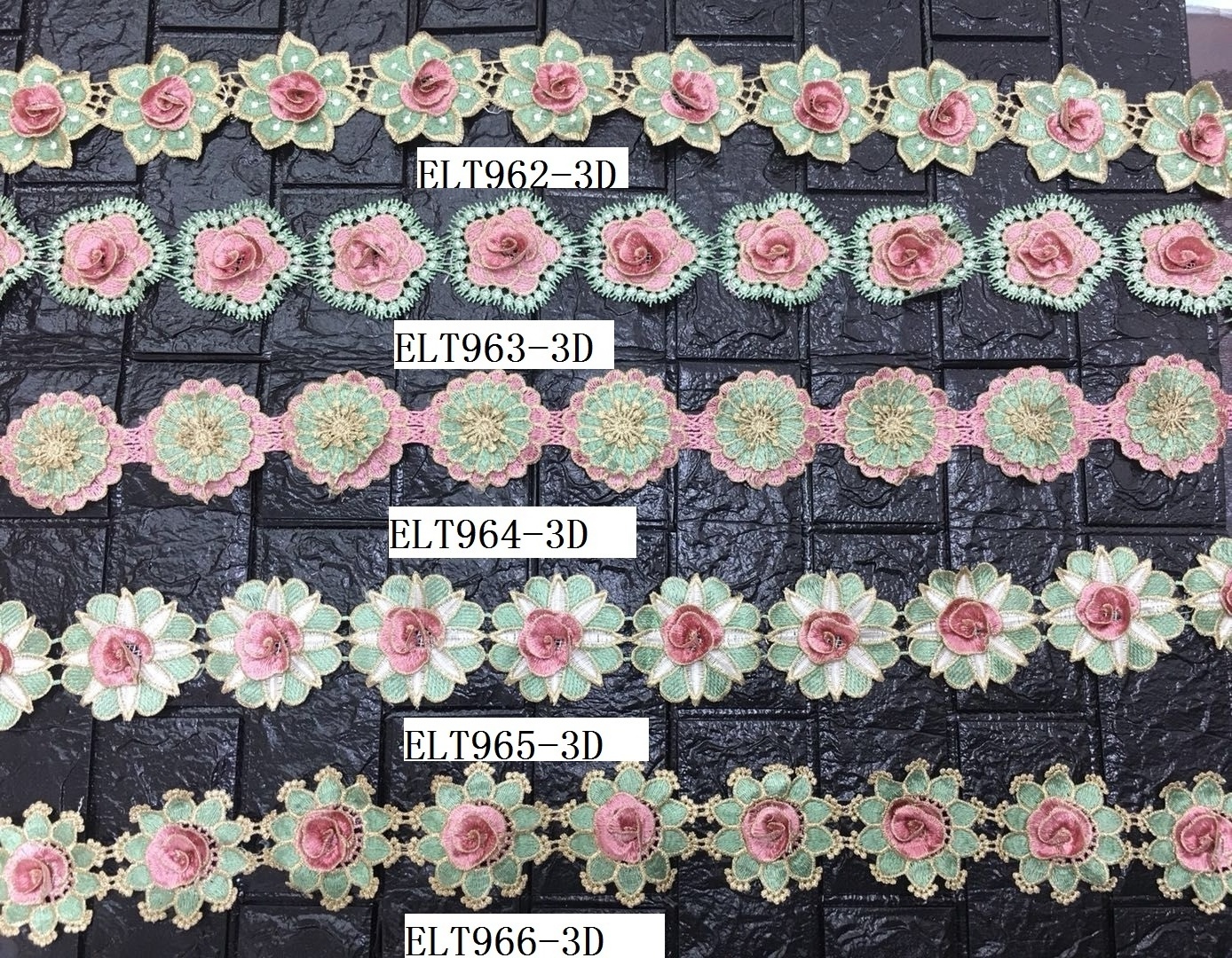 Colorful Polyester Lace Trim Veil Trim Floral Rose Lace Trim Embroidery for DIY wholesale custom