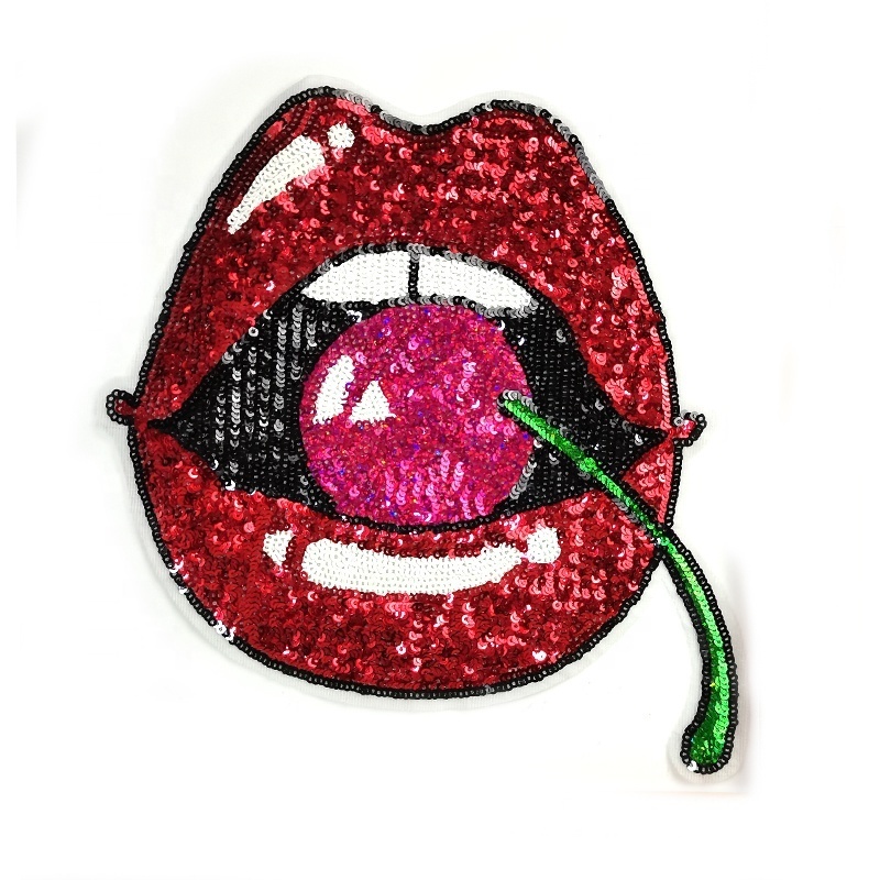 Factory changeable glitter sequin embroidery patch reversible sequin patches for clothes