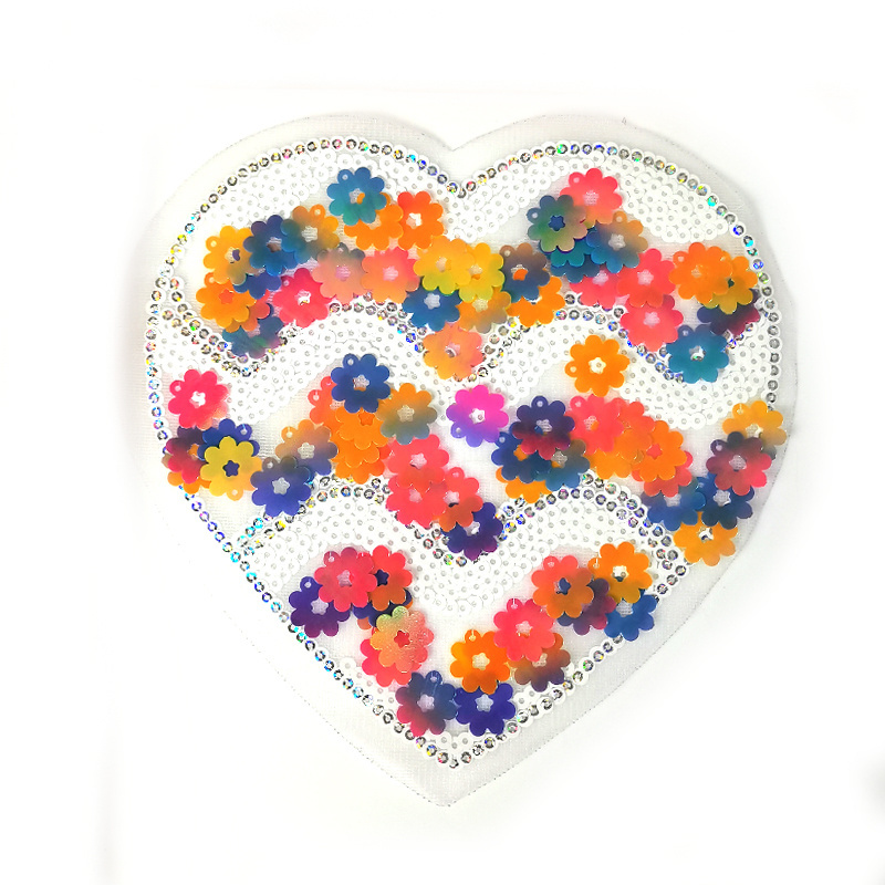 Factory changeable glitter sequin embroidery patch reversible sequin patches for clothes