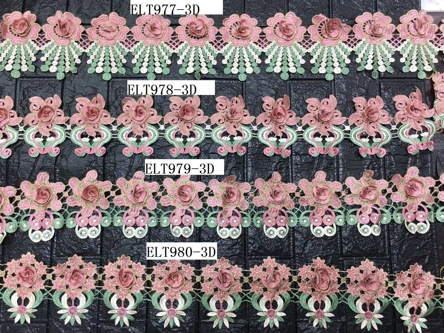 Colorful Polyester Lace Trim Veil Trim Floral Rose Lace Trim Embroidery for DIY wholesale custom