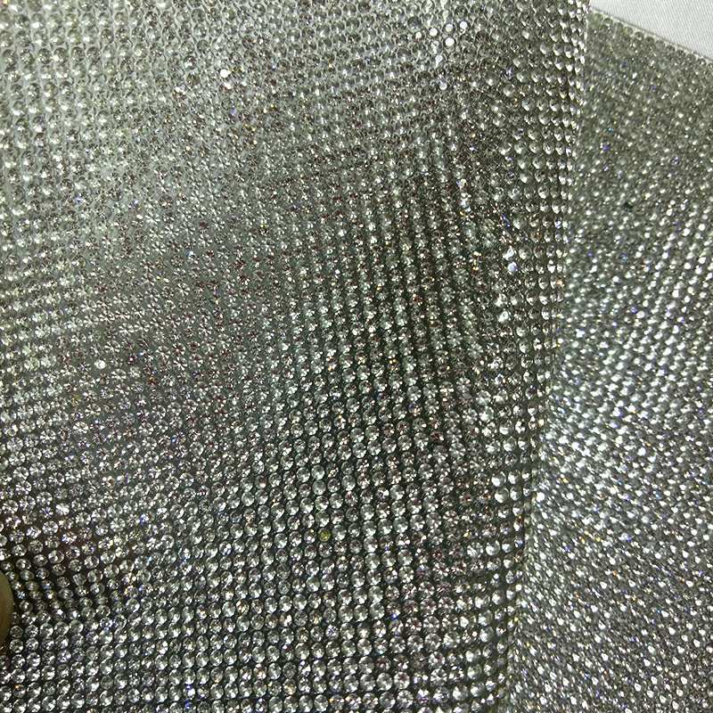 Factory supply mesh fabric rhinestone, rhinestone glue sheet for womens shoes