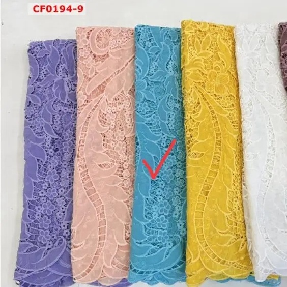 Wholesale custom cotton embroidery lace fabric luxury elegant 3D tassel Garment accessories and jacquard embroidery fabric