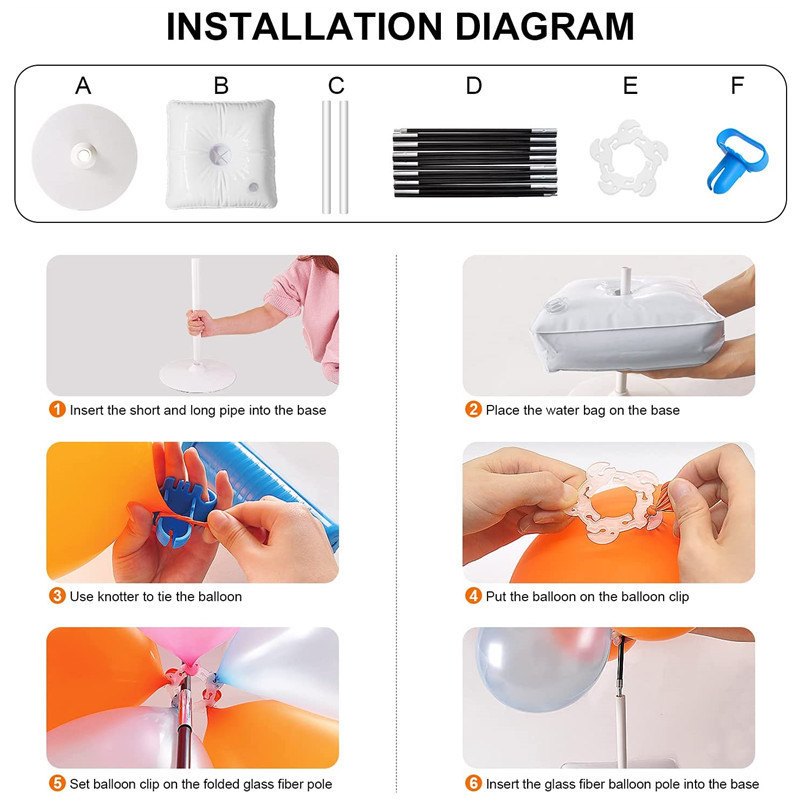 TS Adjustable Balloon Arch Stand with Water Fillable Base Clips Pump Knotter Dot Glue Balloon Arch Kit