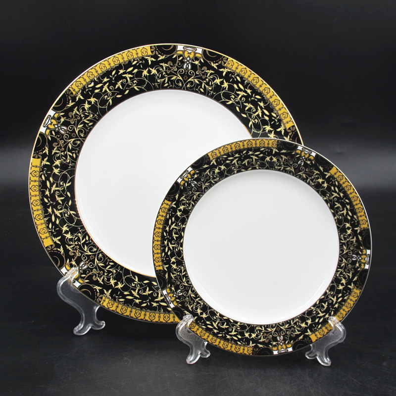 pakistan style 61pcs ceramic fine bone china new bone china golden rim dinner set