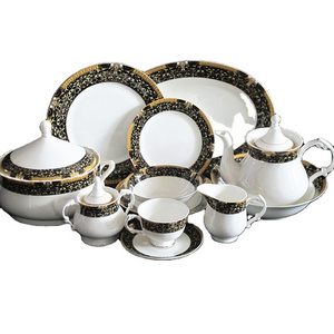 pakistan style 61pcs ceramic fine bone china new bone china golden rim dinner set