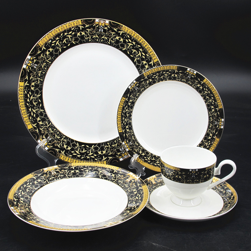 pakistan style 61pcs ceramic fine bone china new bone china golden rim dinner set