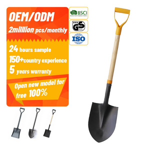 Factory direct produce farming agricultural tools 50Mn steel shovel with wood handle