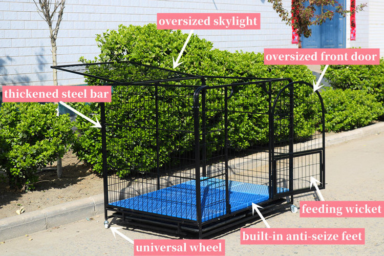 Heavy Duty Pet Cages High Strength Metal Carriers Free Dog Cages and Crates Large Dog Cage With Wheels