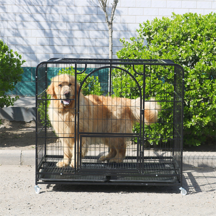 Wholesale Outdoor Dog Cage Metal Square Tube Big Large Dog Cage With Wheels