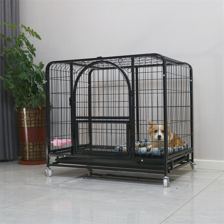 Wholesale Outdoor Dog Cage Metal Square Tube Big Large Dog Cage With Wheels