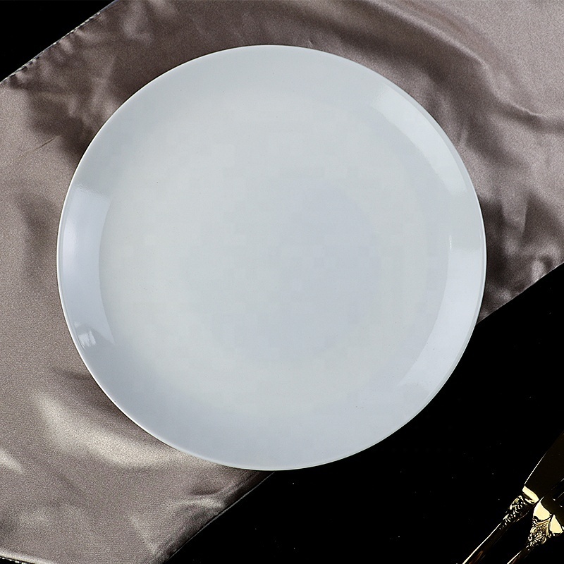 bulk cheap price plate dishes 10.5 /8 inch large pure White hotel Round Ceramic white porcelain dinner plate