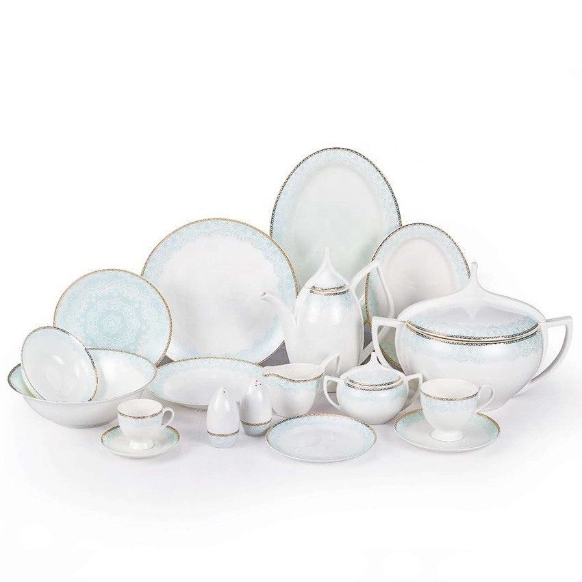 66pcs bone china dinner set bowl plate dinnerware sets porcelain Pakistan luxury dinner set