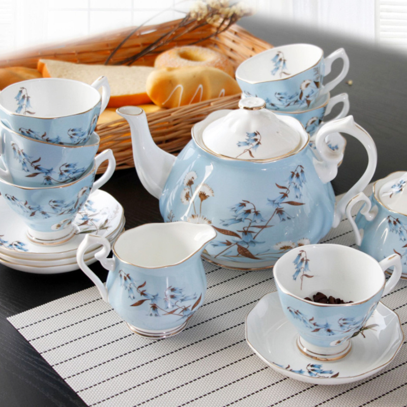 British pastoral style tea set customized decal afternoon tea coffee cups and saucers manufacturers wholesale tea sets