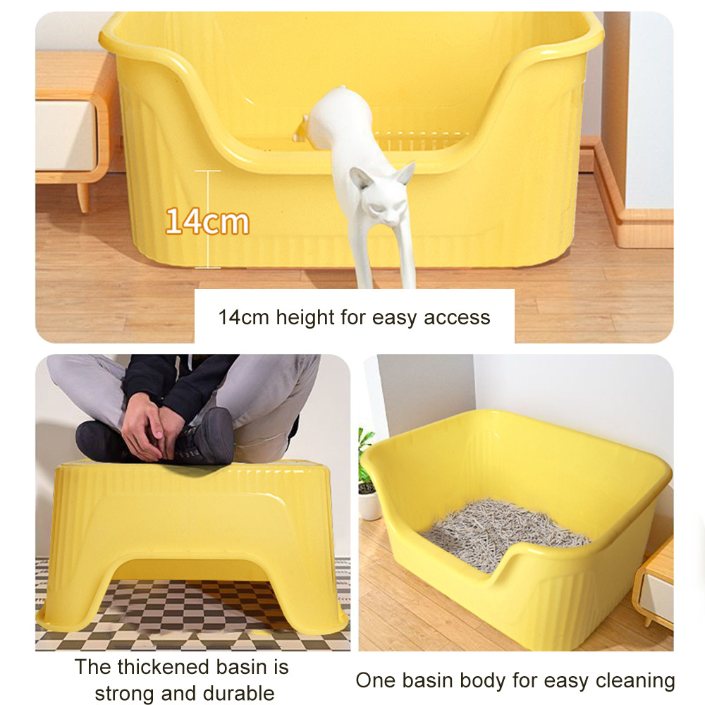 Wholesale Easy Cleaning Large Portable Travel Semi-Enclosed Cat Toilet Cat Litter Box