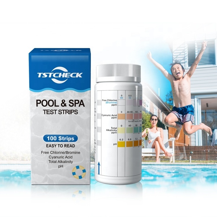 Swimming pool test strips 4 parameters water quality testing also for hot tub bath tub and baby pools