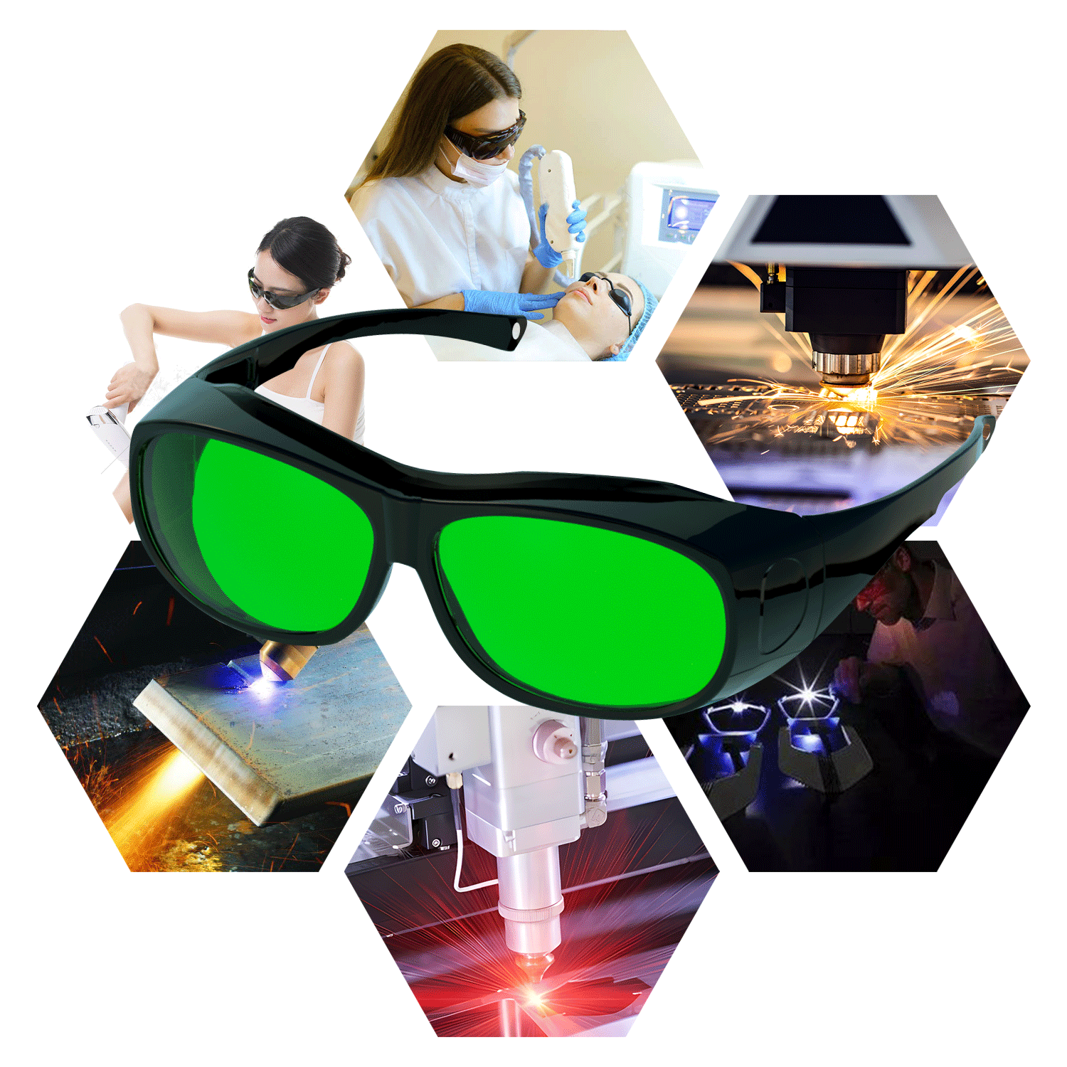 OD5 OD7 1064nm Plastic Filter 808nm Safety Unioptics Laser Protective Glass Industry Blue Green Welding Protective Glasses