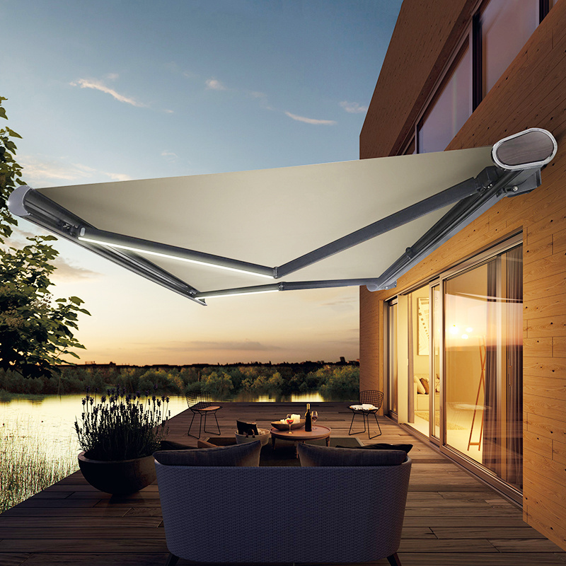 Sun Shade 8200C Full Cassette Electric Outdoor Multi-Purpose Folding Retractable Awning Canopy Sun Shade Aluminum Alloy Awnings