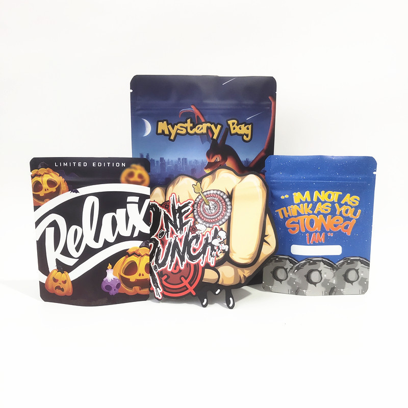 Low MOQ Custom Printing Plastic Stand Up Zip lock Pouch  Aluminum foil Food Package 3.5g Candy Snacks Mylar Bag