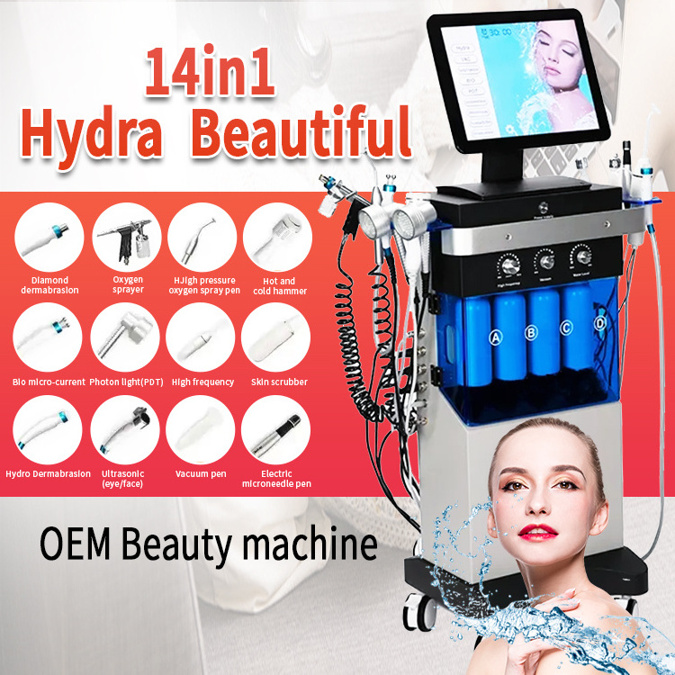 2024 Newest Hydro Dermabrasion Skin Tightening Diamond Dermabrasion Beauty Equipment 14In1 Multi facial Functions Hydra Machine