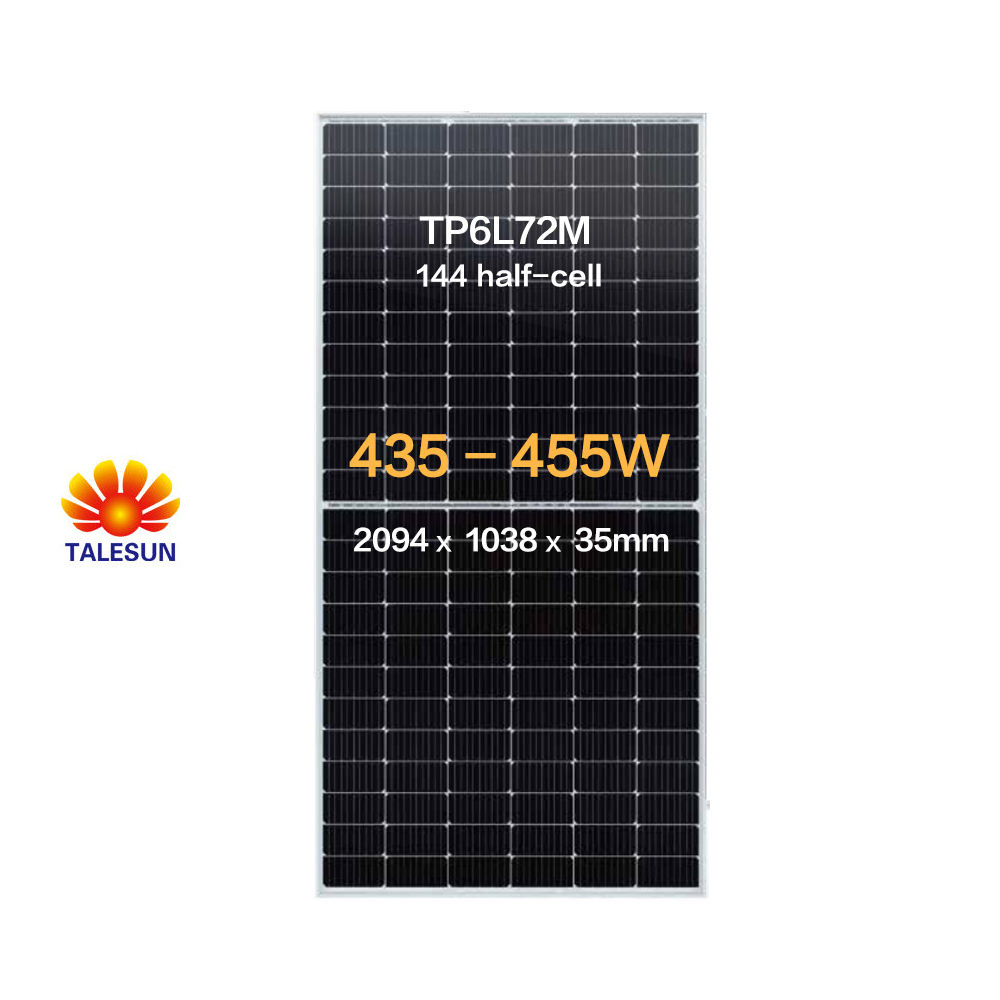 TALESUN 435~455W 144 half cell 9BB bifacial dual glass half-cut mono perc Monocrystalline all full black solar panels