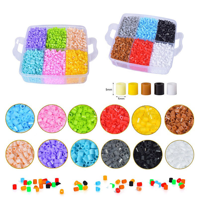 Wholesale 5mm Boxed Fuse Beads Kids Diy 12 Colors Perler Beads Educational Eva Ecofriendly Toys 3 Layers Hama Beads