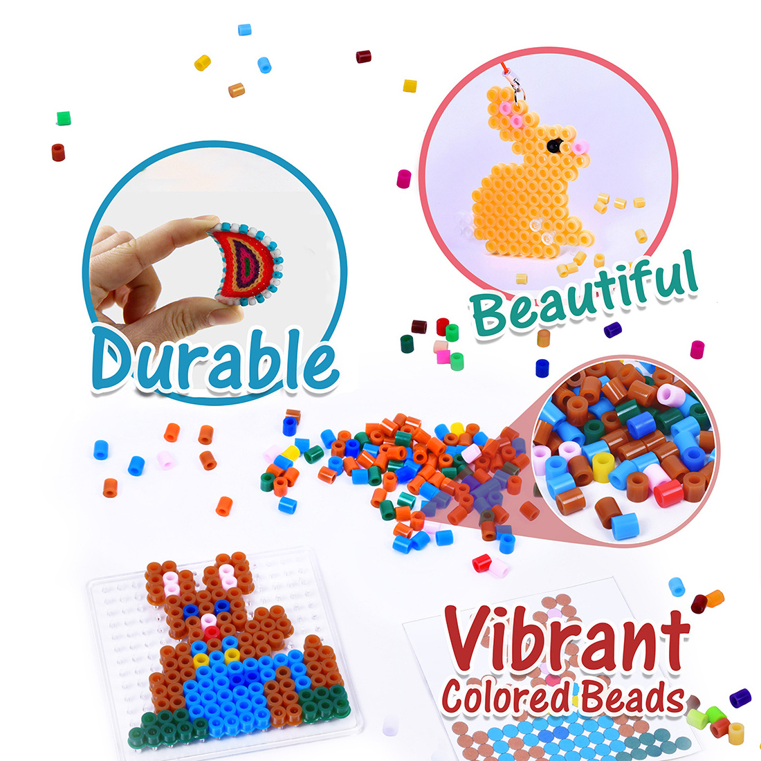 2023 New Kids DIY Craft Handmade Toy Gift Prize Box Plastic 5mm 57 Colors Ironing Bead Fuse Hama Perler Beads in Bulk for School