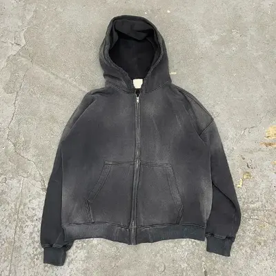 Custom High Quality Streetwear Hoodie Fleece Blank Zip Up Vintage 