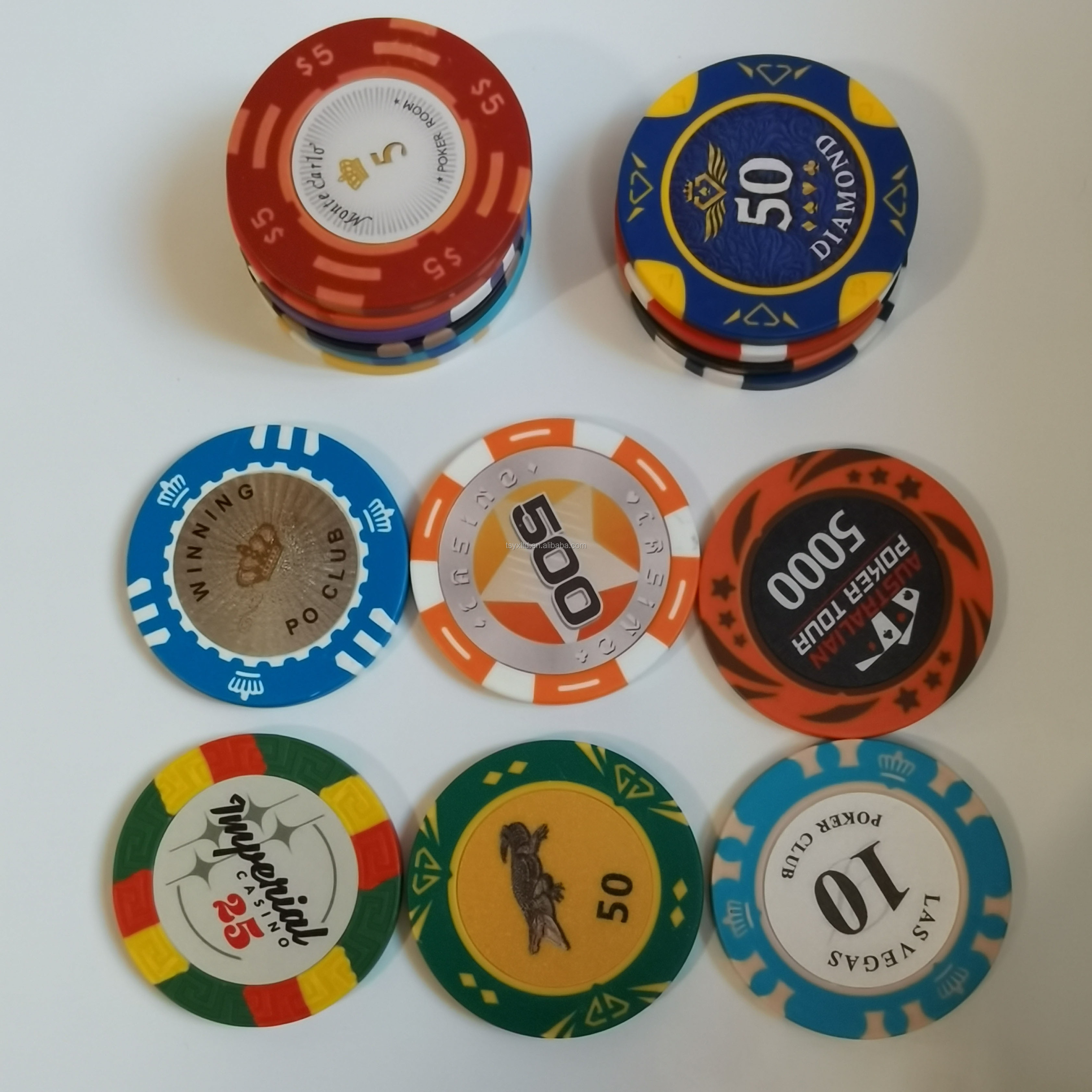 poker supplies poker chips for chip board game ceramic custom logo artwork for both side printing 14g poker chips