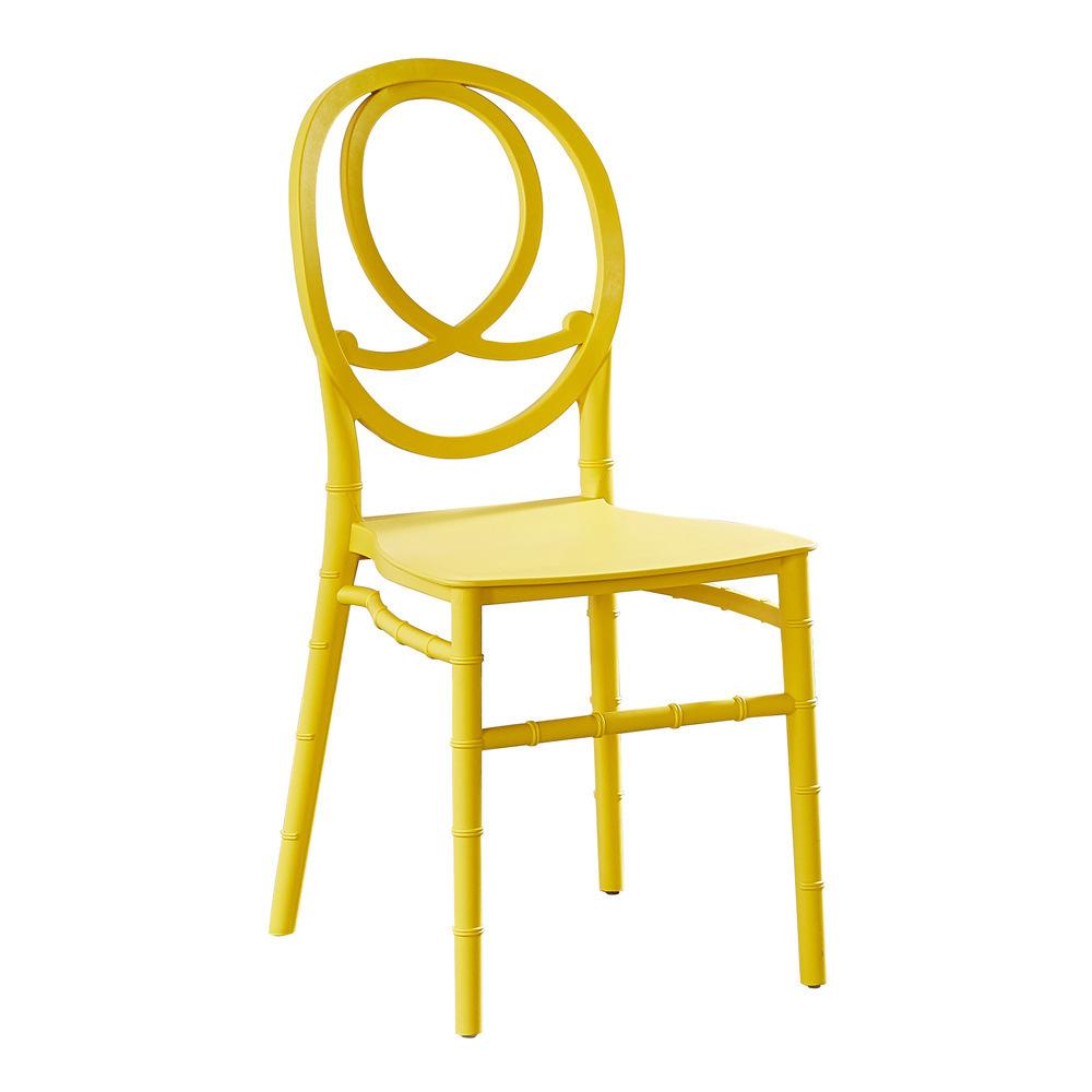 Wholesale modern stackable white bamboo plastic PP home dining chair Crown chair Restaurant hotel party wedding chair