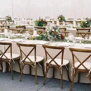 High Quality Stackable White Beech Oak Bistro Dining Rental Wedding X Crossback Wood Cross Back Chair