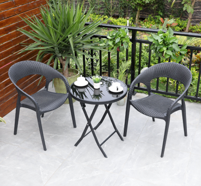 Factory Wholesale Outdoor Dining Lounge Chair Stacking PP Plastic Stackable PVC Rattan Garden Chairs